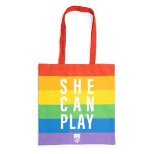 She Can Play Pride totebag